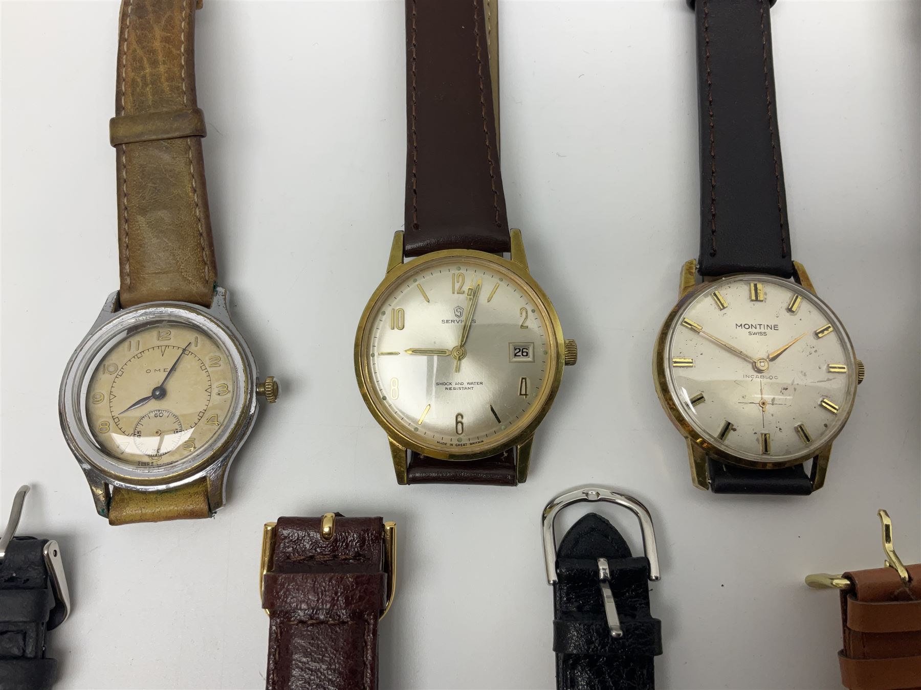 Collection of thirty wristwatches including Lucerne, Josmar, Astral, Mido, Thussy, Waldman, Camy, Doxa Lator, Avia, Lip, Enicar and Favre-Leuba