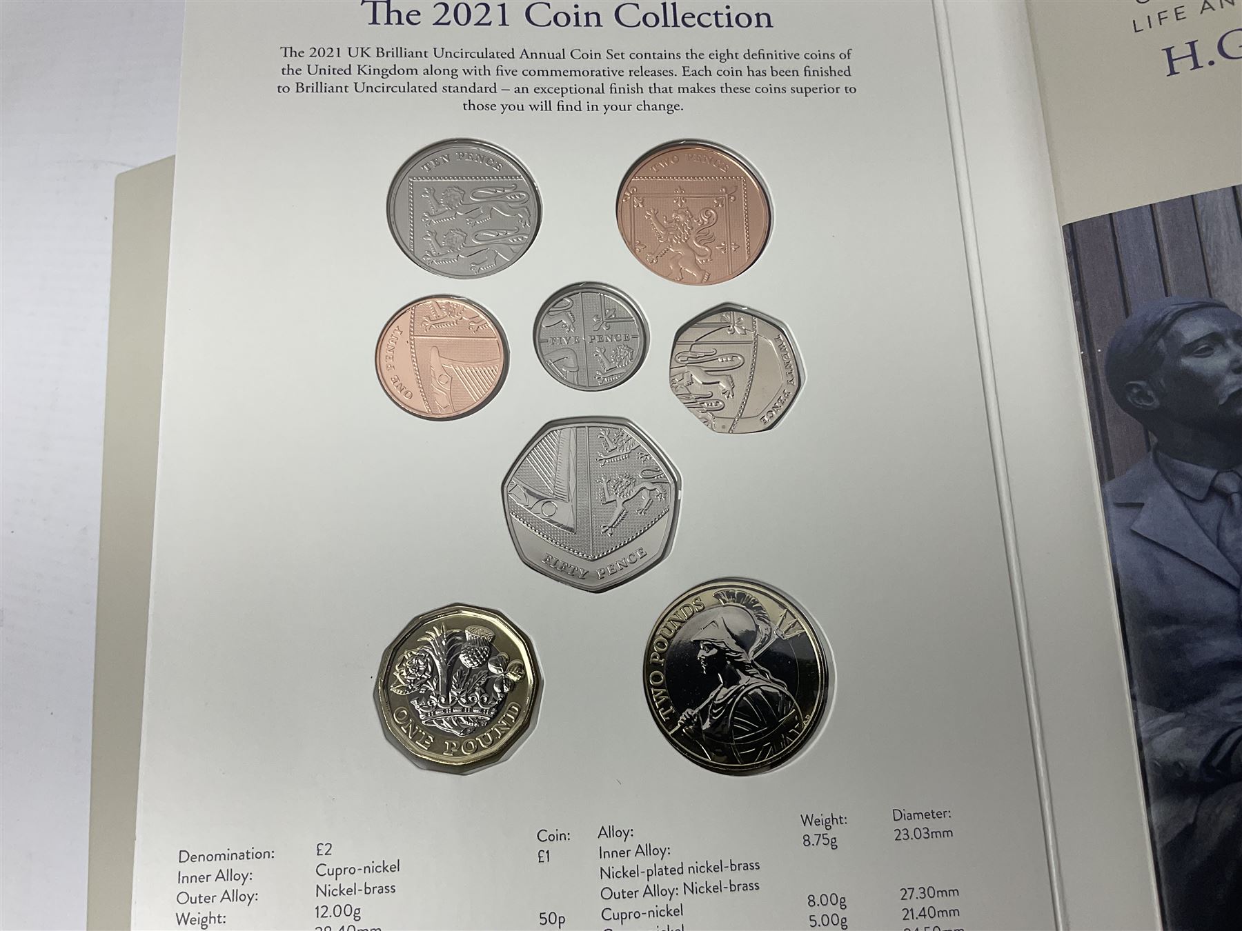 The Royal Mint United Kingdom 2021 brilliant uncirculated annual coin set, in card folder