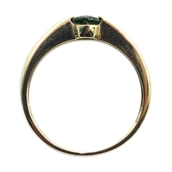  9ct gold oval green tourmaline ring, hallmarked  