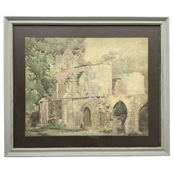 George Harrison (York 1882-1936): Taking a Break at the Abbey Ruins, watercolour signed and indistinctly dated 35cm x 44cm
Notes: Harrison studied at York School, Leeds College of Art, RCA and Newlyn. Became Principal of York School of Art and also ran a school of art at the Corn Mill Stamford Bridge York