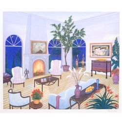 Francois (Fanch) Ledan (French 1949-): The Living Room, limited edition colour print signed and numbered 266/495 with blind stamp 50cm x 59cm