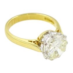 18ct gold single stone round brilliant cut diamond ring, Birmingham 1986, diamond approx 2.75 carat