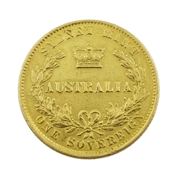 Queen Victoria Australia 1866 gold full sovereign, Sydney mint mark