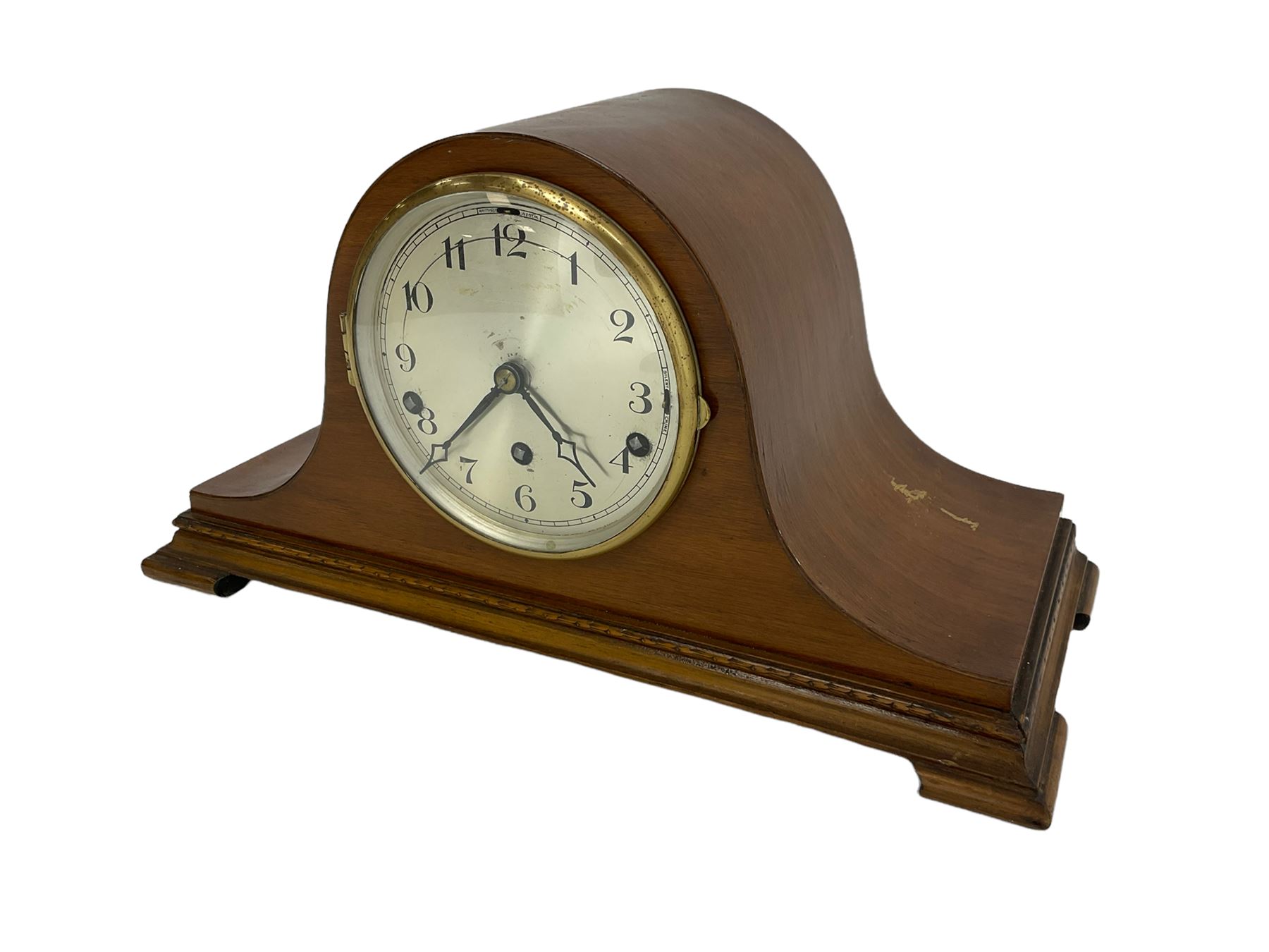 Mahogany cased Westminster chiming mantle clock  and a 1950’s Westminster chiming mantle clock with an all wooden dial (2)