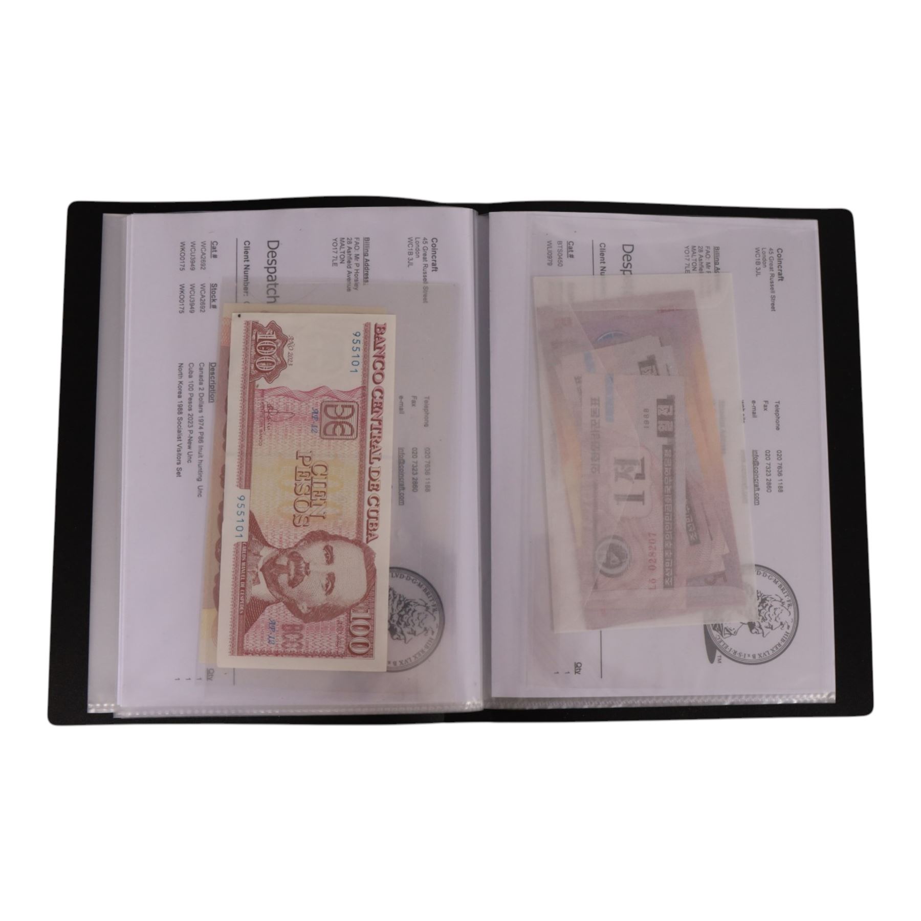 Great British and World banknotes, including many uncirculated examples, housed in ten folders
