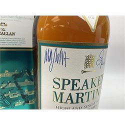 Macallan, 10 years old, Speaker Martins single highland malt whisky, 700ml, 40% vol, signed by the late Speaker Martin , in box  