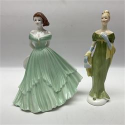 Royal Doulton figure Lorna, together with two Coalport figures and Royal Doulton character jug