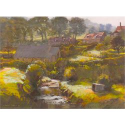 David Allen (British 1945-): 'Sandsend Valley', pastel signed and dated '99, titled verso 44cm x 59cm
Provenance: gifted to the vendor by the artist