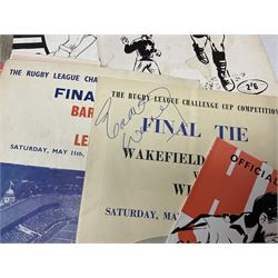 Rugby League - over thirty Hull Kingston Rovers match programmes 1950s/60s including home and away, various cup games, two 1969 single sheets and Last Match at Craven Park with ticket and club tie; five Challenge Cup Finals with tickets 1957-71 and 1962 signed by Eddie Waring; card mounted photograph of Barnsley United R.F.C. 1925/6; and other Rugby League ephemera
