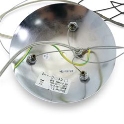 Schuller Valencia contemporary mirrored glass pendant ceiling light, with internal crystal-style droplet pendants