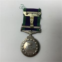 Elizabeth II General Service Medal with Northern Ireland clasp awarded to 24081995 Pte. D. Claxton Green Howards; with ribbon