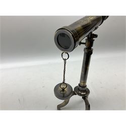 Reproduction telescope on tripod stand, inscribed 'W. Ottway & Co Ltd, Ealing, London, 1915', H26cm