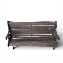 Cast aluminium and wood slatted garden bench