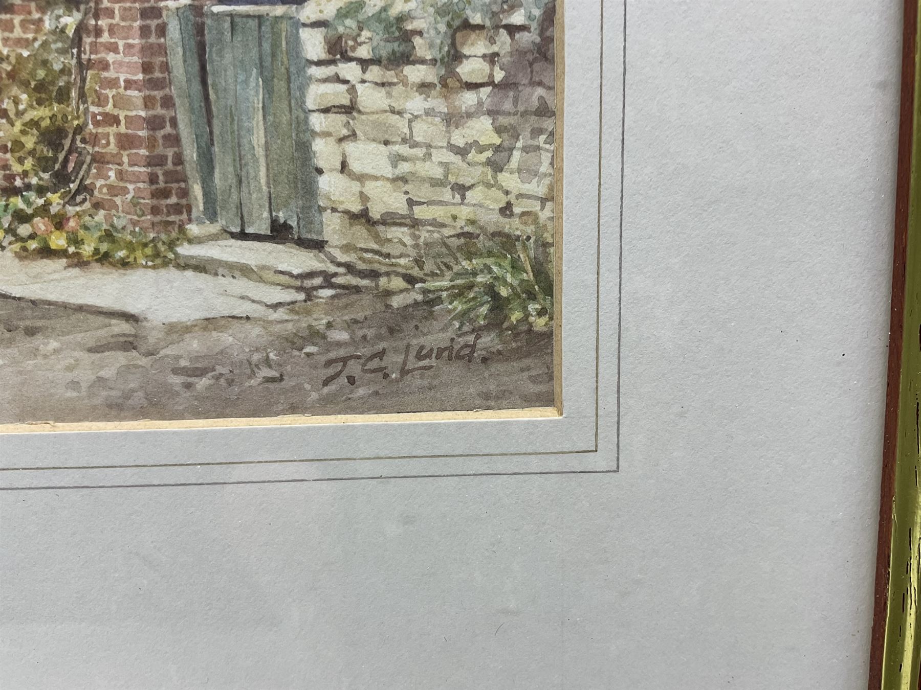 John Cecil Lund (British 1932-): 'Wayside Cottage Saxton' 'Bilbrough' and Country Cottage, set three watercolours signed, max 18cm x 30cm (3)