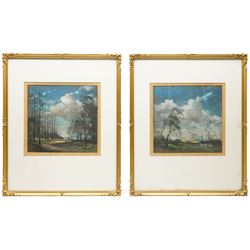 English School (20th century): Blue Skies over a Barren Forrest, pair of chalk and pastel drawings unsigned 25.5cm x 26cm (2)