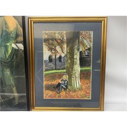 Ten framed prints and paintings, including landscapes and portraits 
