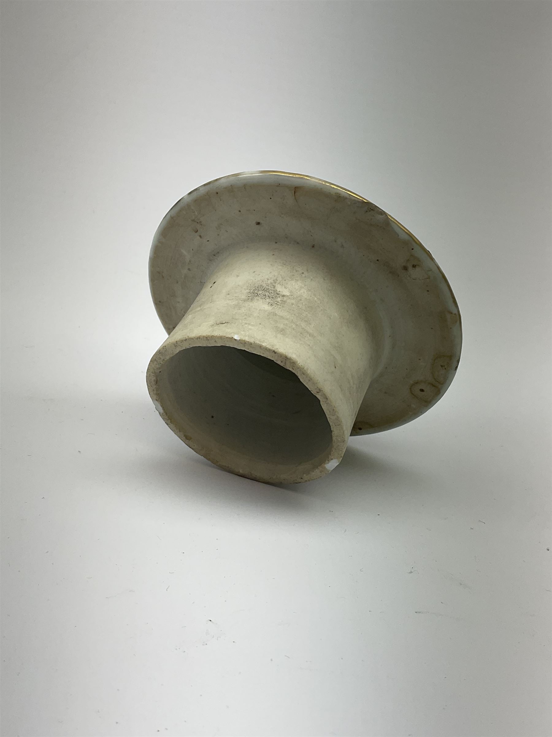 A 19th century Chinese Canton Famille Rose vase, of globular form with tall neck, and cover with finial, decorated with alternating panels of figural scenes, and birds and butterflies amongst blossoming and fruiting trees, with foliate surround against gilt, overall H57cm. 