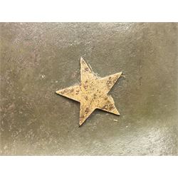 WW2 Japanese Army type 92 steel helmet with infantry star badge to centre, webbing liner and chin strap