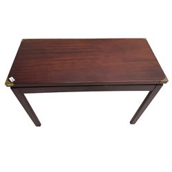 Military style mahogany side table with brass mounts