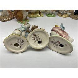 Sixteen Royal Albert Beatrix Potter figures, including Poorly Peter Rabbit, Jemima Puddle Duck and Squirrel Nutkin etc, all boxed together with a Beswick Beatrix Potter Jeremy Fisher miniature jug and four Beswick Wind in the Willows figures 