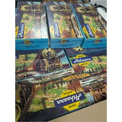Large collection of HO scale Athearn kit built rolling stock, boxed