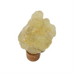 Chinses quartz carved figure group, modelled as two temple lions, upon an oval base, H17cm