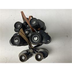 Eight cased pairs of binoculars, to include Zenith 10x50 field binoculars, Prinz 16x50, Prinzlux 10x50, Aquilus 10x35, etc, and a further binocular case