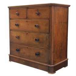 Victorian mahogany chest, fitted with two short and three long drawers