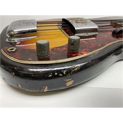 Early 1960s American Fender Precision electric bass guitar with original three-tone sunburst finish and faux tortoiseshell scratch plate; rosewood fretboard; all original fittings including chromium plated bridge and pick-up covers, finger rest, 'pots' and machines, dated on end of neck 5NOV62C, serial no.91625; L115cm overall; in Selmer simulated reptile skin covered carrying case. Sold with non-transferrable CITES A10 licence, certificate no.23GBA10CNKKEB, serial no.441200, dated 30th August 2023. Also included are original 1960s photographs of the band 'The Rascals' and photocopies of newspaper cuttings advertising their forthcoming performances along with a photocopy of a photograph of their television appearance on 'Opportunity Knocks' in 1967/8 (coming second to Mary Hopkins). In addition there is a reel-to-reel tape recording and USB stick of the band playing and two sheets of biographical information. Auctioneer's Note: The guitar was ordered by Trevor Parker from Pat Cornell's Music Shop, Spring Bank, Hull and imported from the USA in 1962, well before it was available in the UK. Trevor was the bass guitarist of The Rascals from Hull, later The Ides of March, who supported artists such as Elton John on the Hull circuit. Trevor played the guitar extensively until 1969 when The Rascals disbanded, he got married to Maureen and settled down to family life. Trevor sadly passed away in 2017, and after being in store for fifty-four years his widow has decided it is time for his guitar to be sold.