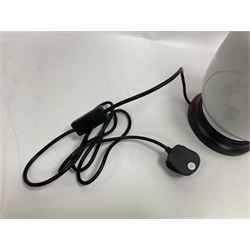 Pair of Chinese ivory crackle glazed table lamps, each of bottle form, raised upon circular hardwood base, excluding fittings H43cm