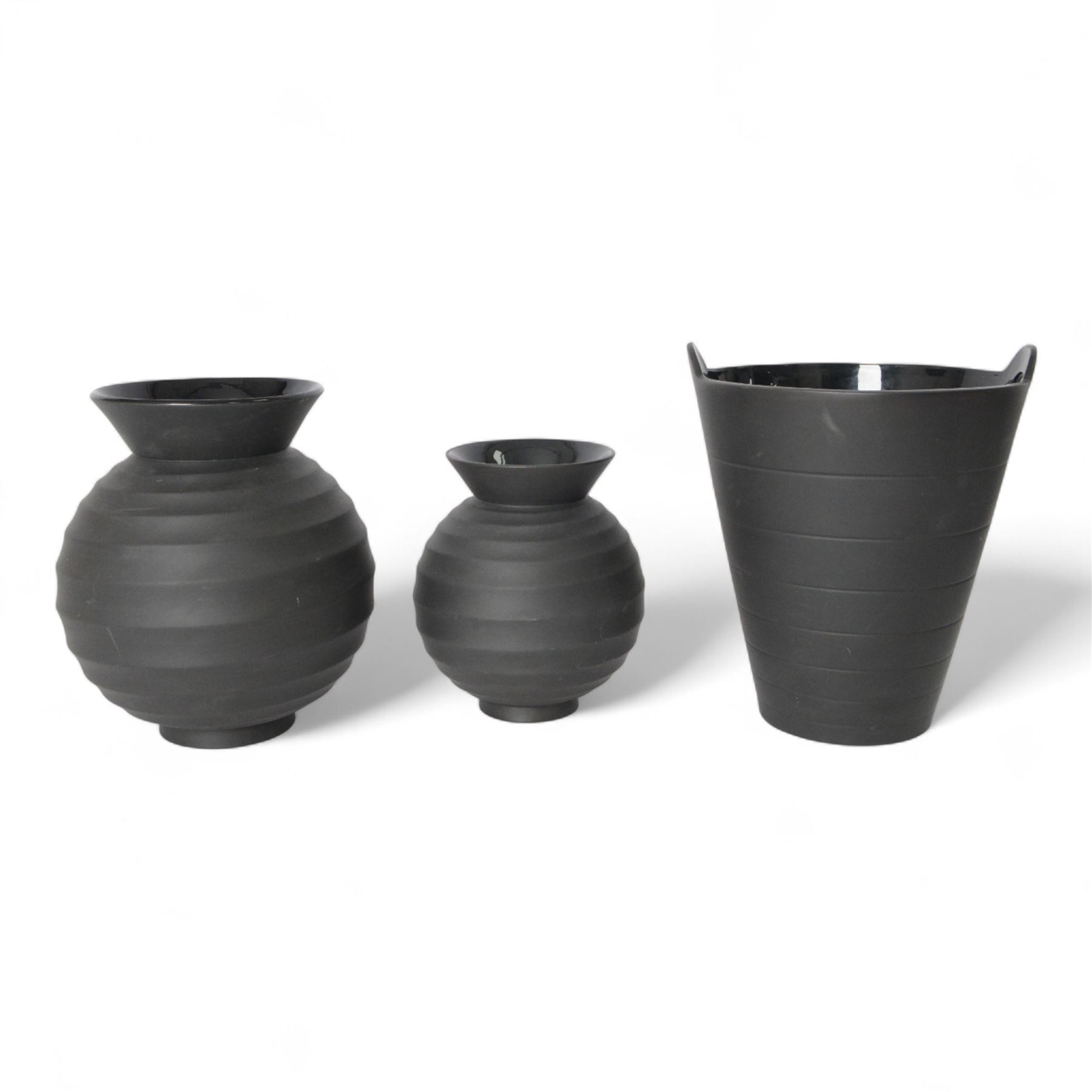 Wedgwood black basalt vases and similar, designed by Nick Munro