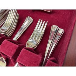 Silver plated Harrison Fisher & Co canteen of cutlery, stamped HF & Co, with similar cutlery