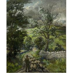Constance-Anne Parker (British 1921-2016): 'Thunderstorm Malham', oil on canvas signed, with further image verso 74cm x 61cm
Provenance: direct from the artist's family previously unseen on the open market