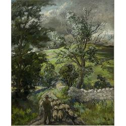 Constance-Anne Parker (British 1921-2016): 'Thunderstorm Malham', oil on canvas signed, with further image verso 74cm x 61cm
Provenance: direct from the artist's family previously unseen on the open market