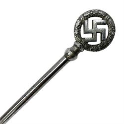 WW2 German chromium plated car pennant mounting pole with two fixing eyes L42.5cm including threaded fixing bolt