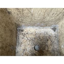 Set four Cotswold Studios Ltd square cast stone garden planters 