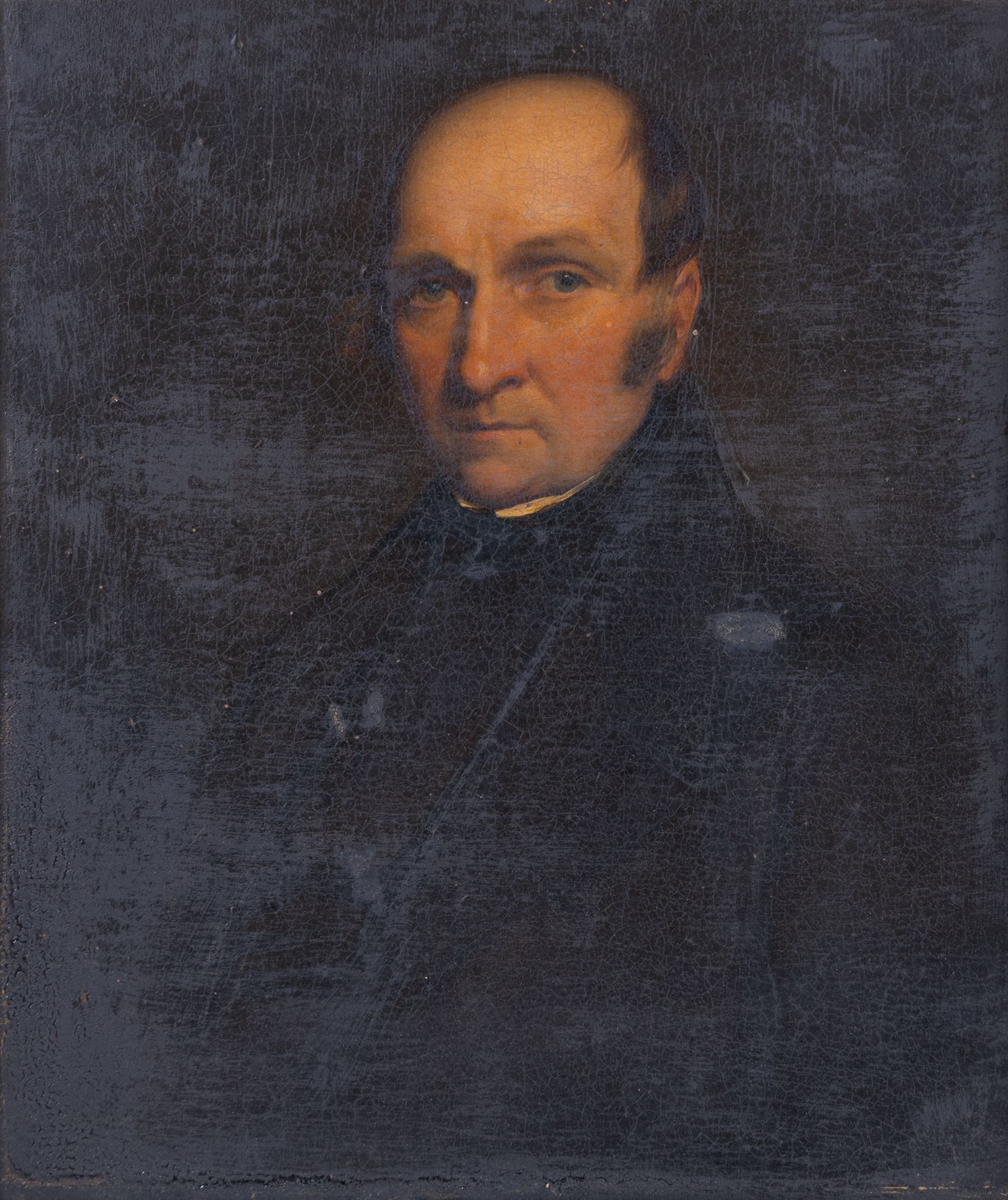 Attrib. Sir John Watson Gordon (Scottish 1788-1864): Portrait of a Gentleman, oil on panel unsigned, inscribed and attributed verso 32cm x 27cm in ornate 19th century swept gilt frame