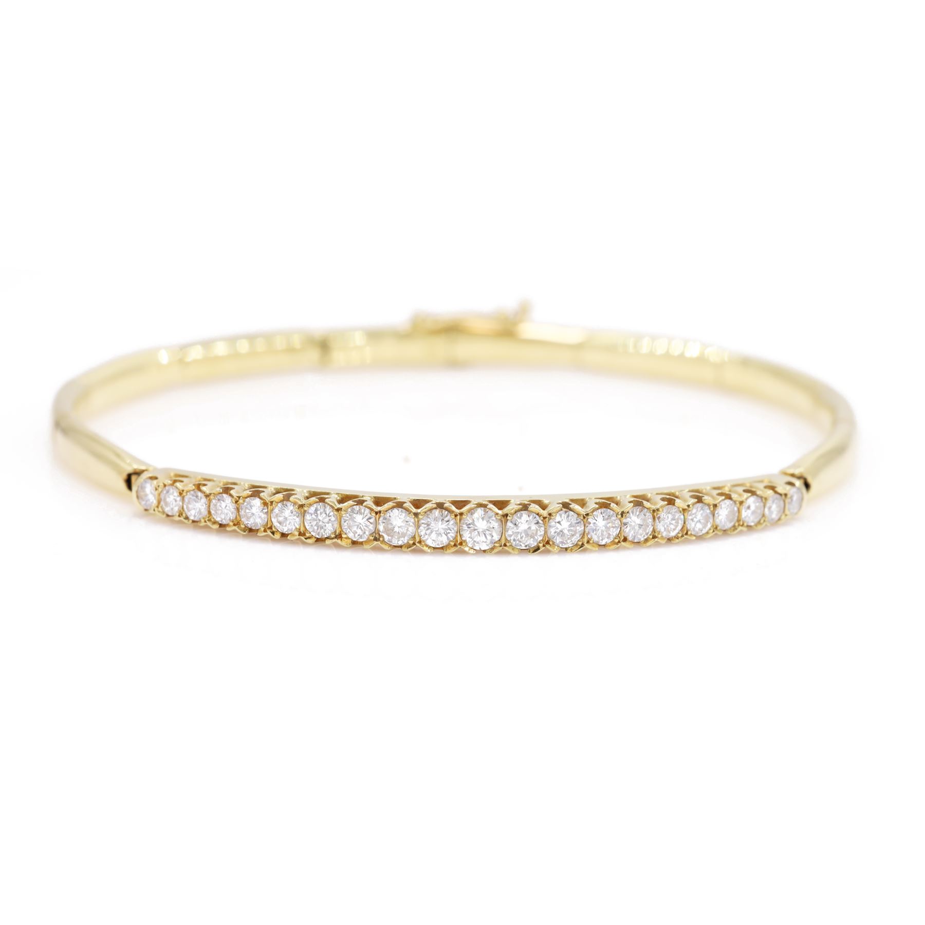 18ct gold diamond bracelet, set with twenty-one graduating round brilliant cut diamonds, to an articulated link bracelet, Birmingham import mark 1981, total diamond weight approx 1.25 carat