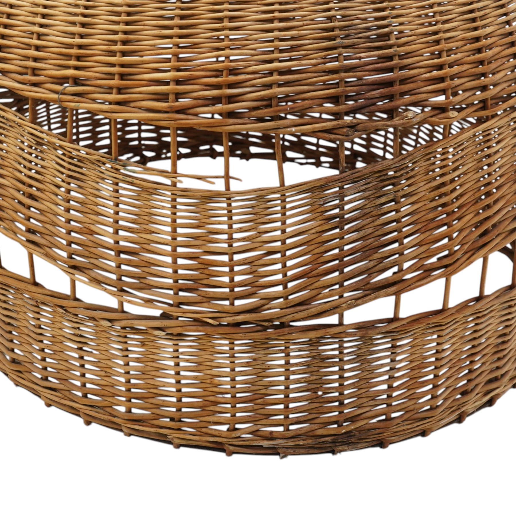 DD CL - Pair of oversized cane pendant shades, with metal rim