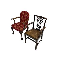 Georgian mahogany chair and a 20th century walnut chair