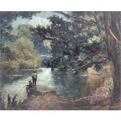 Walter Henry Goldsmith (British 1857-1943): Fishing on the River, watercolour signed and dated 1908, 21cm x 26cm