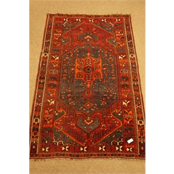  Caucasian multicoloured rug central medallion field with repeating border, 247cm x 150cm  