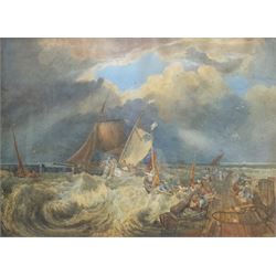 After JMW Turner (British 1775-1851): 'Calais Pier with French Poissards Preparing for Sea, an English Packet Arriving', watercolour unsigned 60cm x 82cm