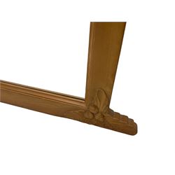 Solid pine framed overmantle mirror, decorated with carved oak leaves and acorns