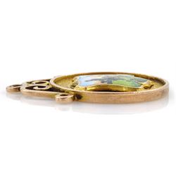 Early 20th century 9ct gold enamel bowling medallion, Birmingham 1926