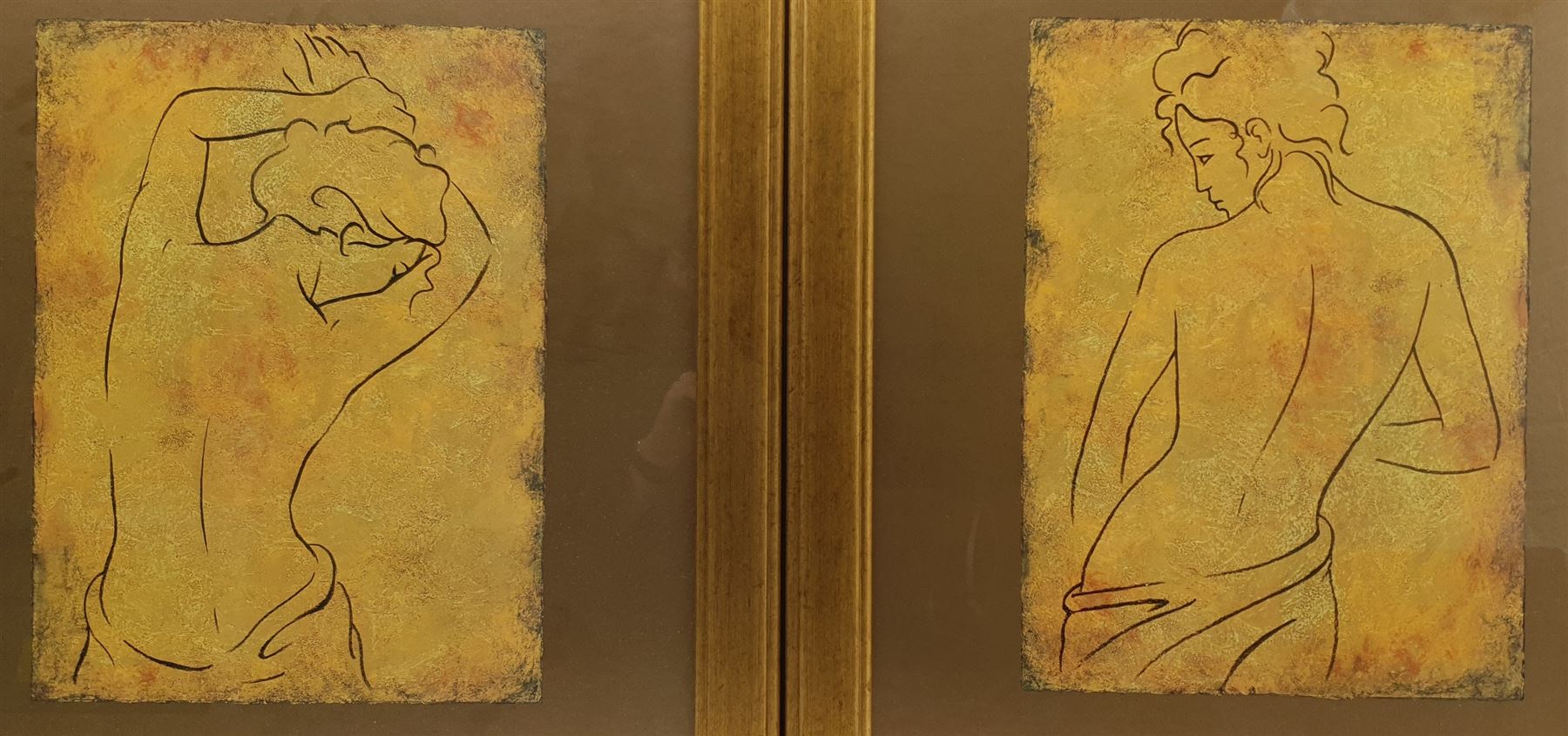 After Dan Bennion (American Contemporary): 'Etude de Femme I & II', pair colour prints 40cm x 30cm in modern gilt frames