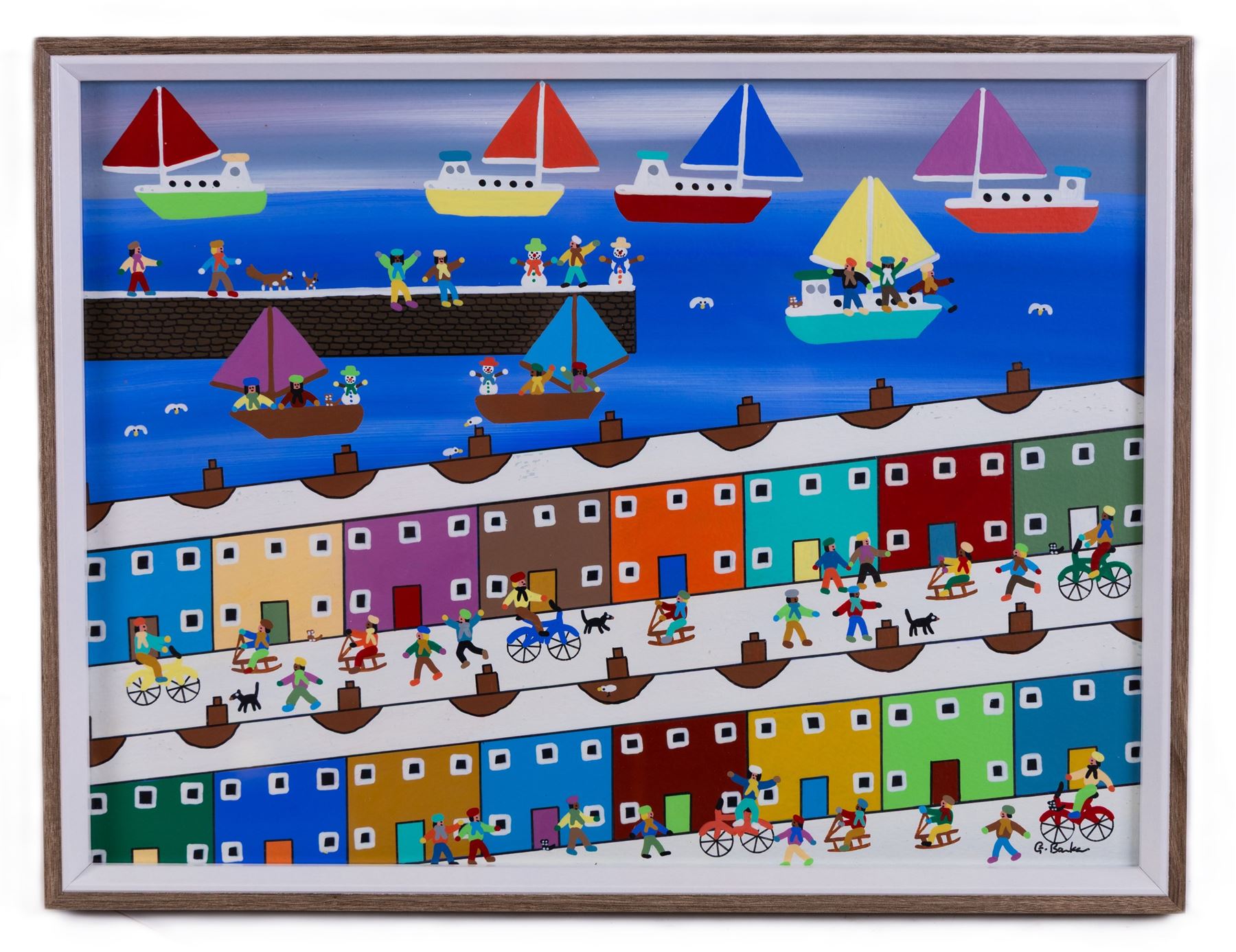 Gordon Barker (British 1960-): 'Another Great Snowy Day', acrylic on paper signed, titled verso 29cm x 39cm 