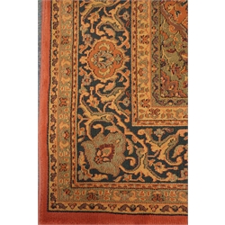  Pair Shirvan style beige ground rugs, repeating borders, geometric patterned field, 290cm x 200cm  