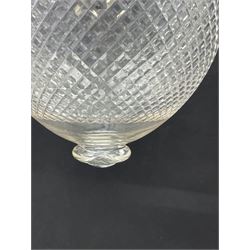 India Jane Interiors - pair of glass hallway lanterns, hobnail glass bell shaped jar, wide shaped glass dish, silvered metal chains and band with single branch 