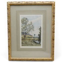 Henri Joseph Harpignies (French 1819-1916): 'Eyios' - Les Eyzies Landscape with River Vézère, watercolour signed titled and dated '9, 24cm x 15cm
Provenance: Thomas Agnew & Sons gallery label verso